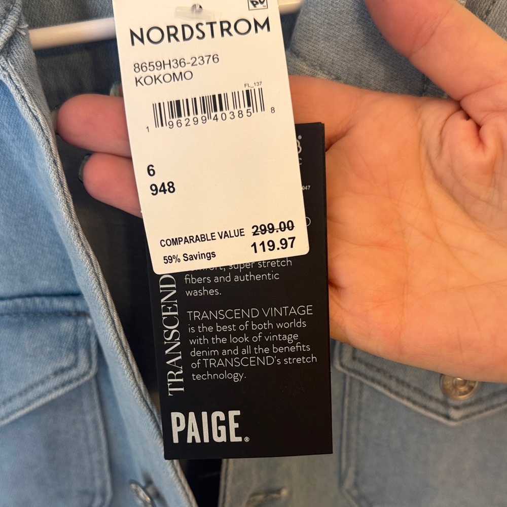 PAIGE Light Wash Denim Short-Sleeve Jumpsuit - Picture 3 of 4